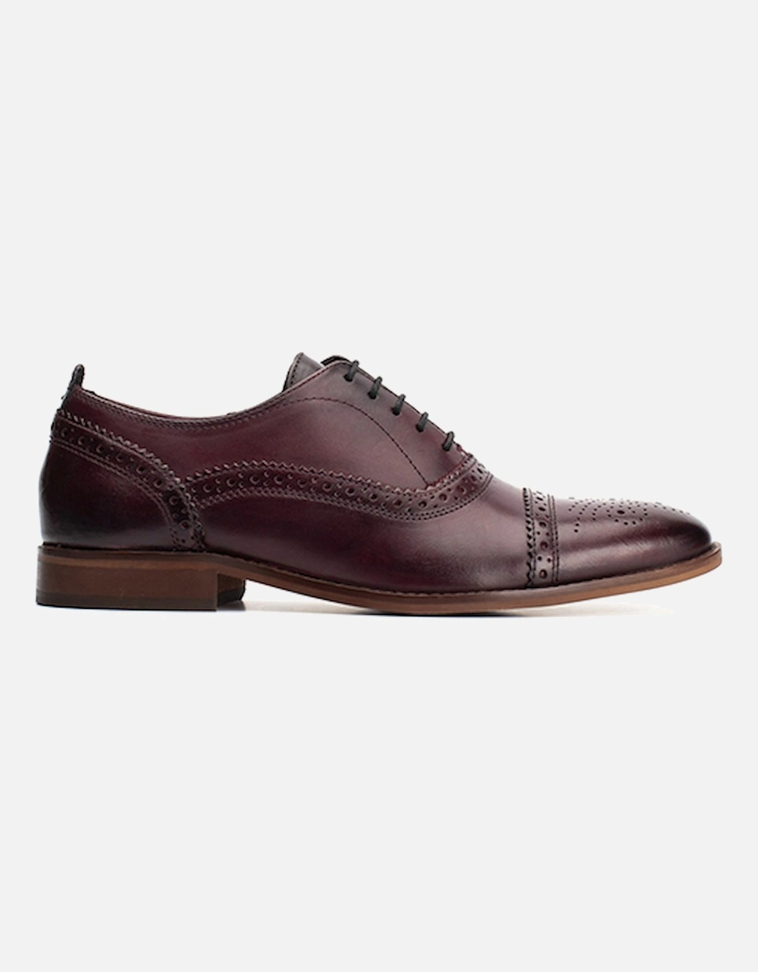 London Men's Cast Washed Lace Up Brogue Shoe Dark Red DFS