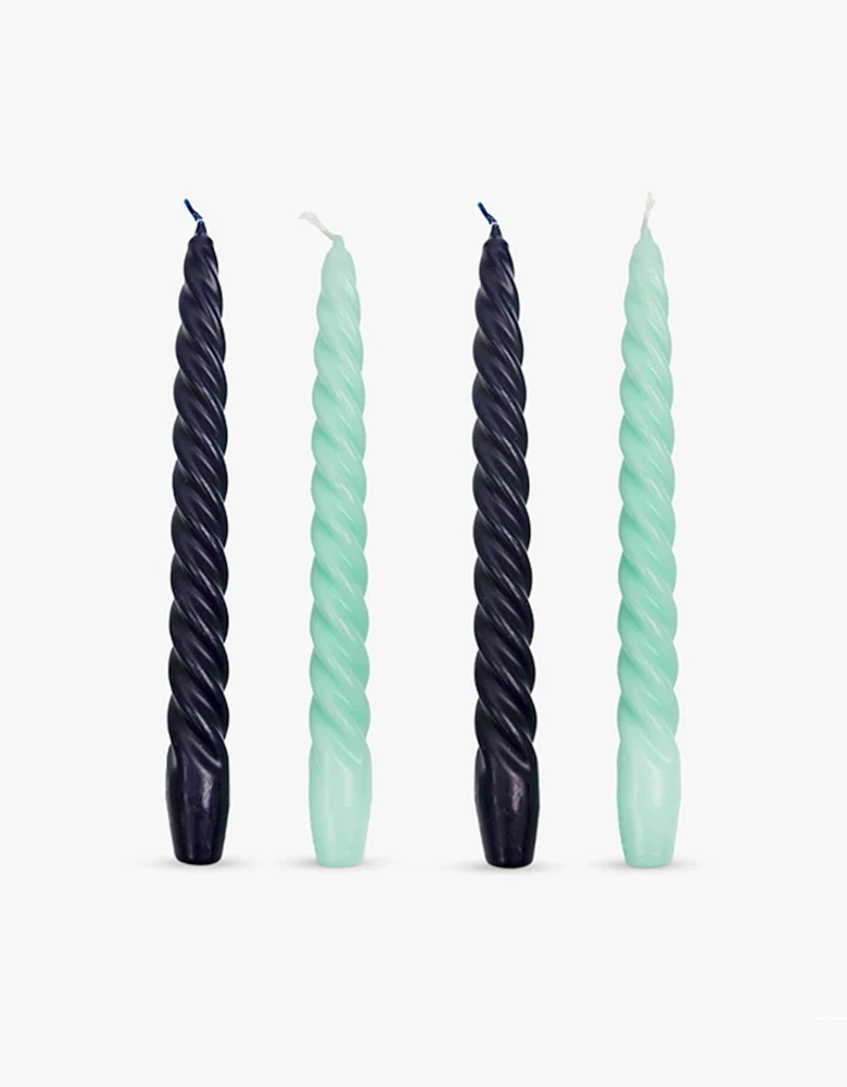 Cool Coloured Blue Spiral Candles - 4 Pack