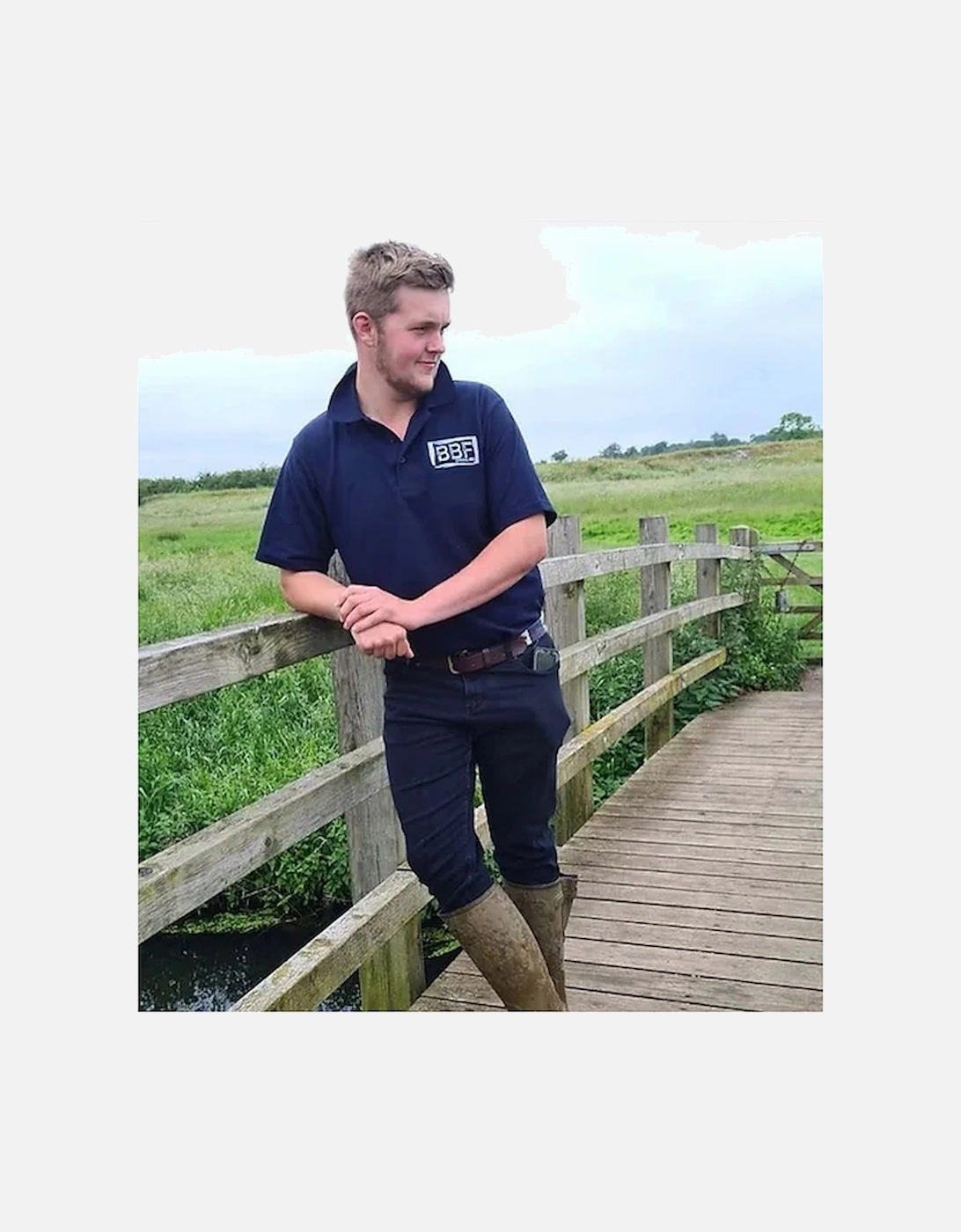Back British Farming Men's Support Our Standards Buy British Polo Shirt Navy