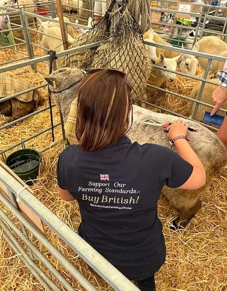 Back British Farming Women's Support Our Standards Buy British Polo Shirt Navy