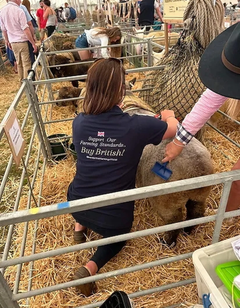 Back British Farming Women's Support Our Standards Buy British Polo Shirt Navy