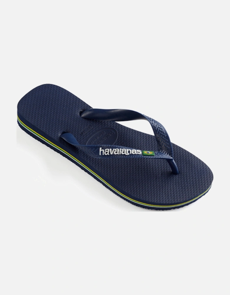 Unisex Brasil Logo Flip Flop Navy Blue