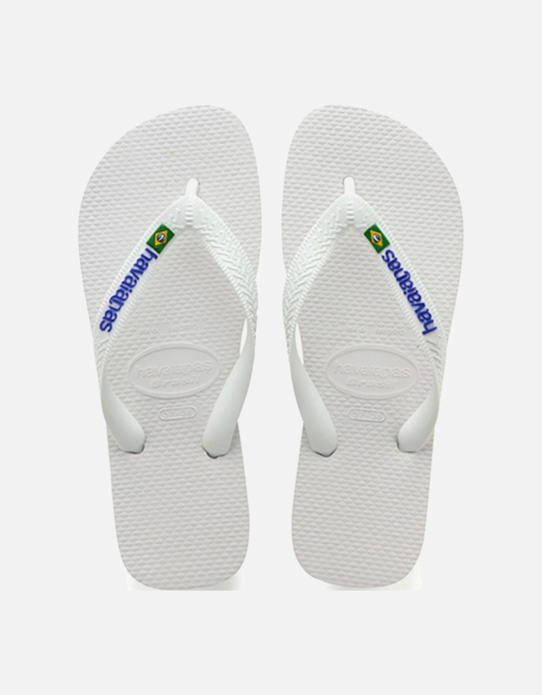 Unisex Brasil Logo Flip Flop White