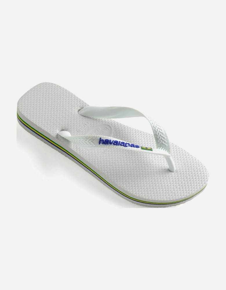 Unisex Brasil Logo Flip Flop White