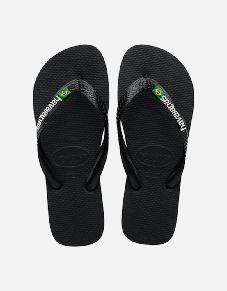 Unisex Brasil Logo Flip Flop Black/Black