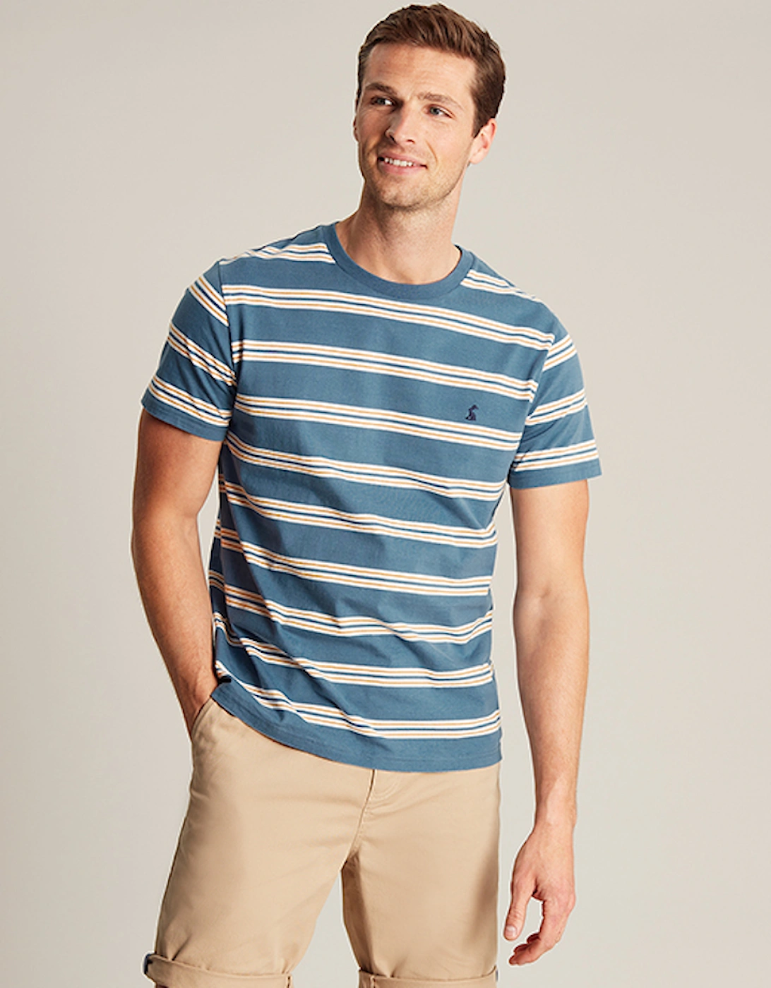 Men's Boathouse Striped T-shirt Blue Gold Stripe, 7 of 6