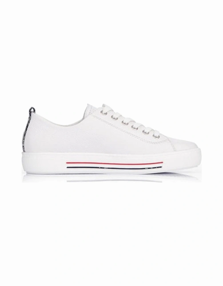 Remonte D0900-80 Women's Lace Up Trainer White With Red Stripe