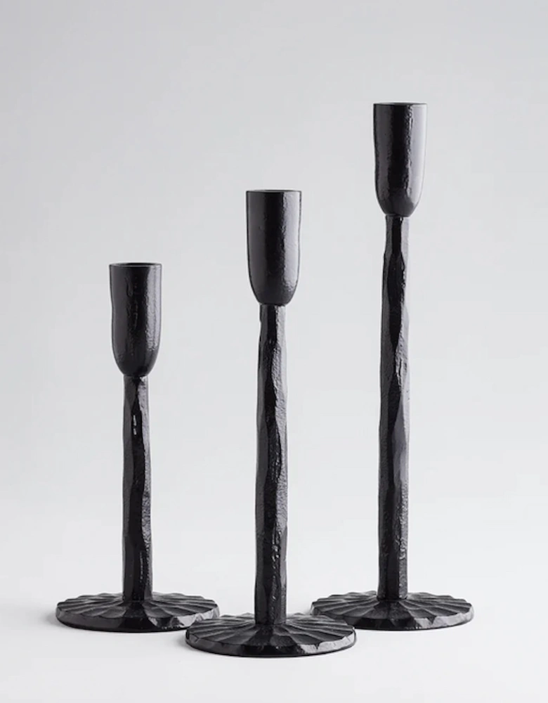 St Eval Black Candlestick Large