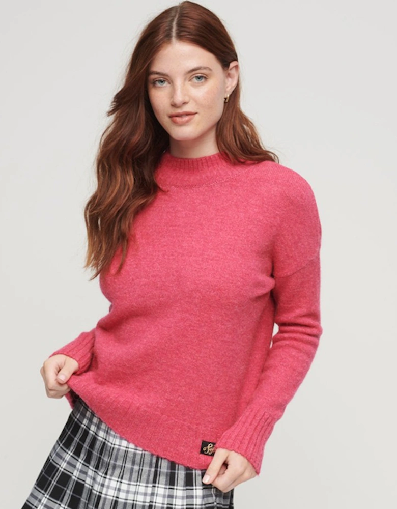 Women's Essential Mock Neck Jumper Raspberry