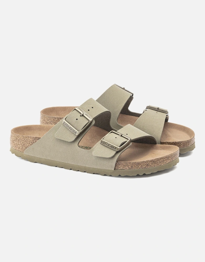 Birkenstock Women's Arizona Birko-Flor Nubuck Vegan Narrow Fit Khaki