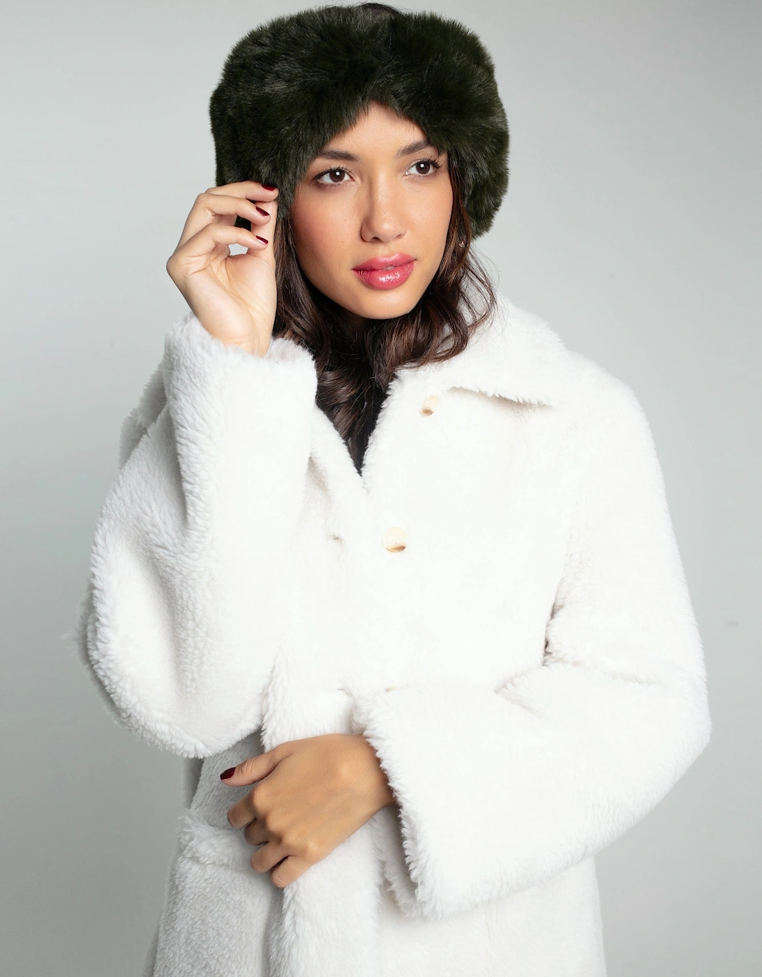 Nooki Design Nooki Design Women's Elsa Faux Fur Headband-Olive - White