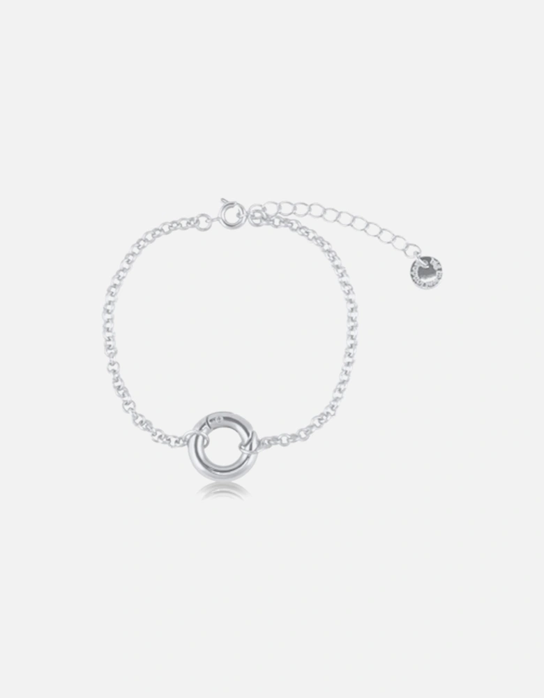 Olivia Mini Brass Belcher Chain Bracelet With Lock Silver