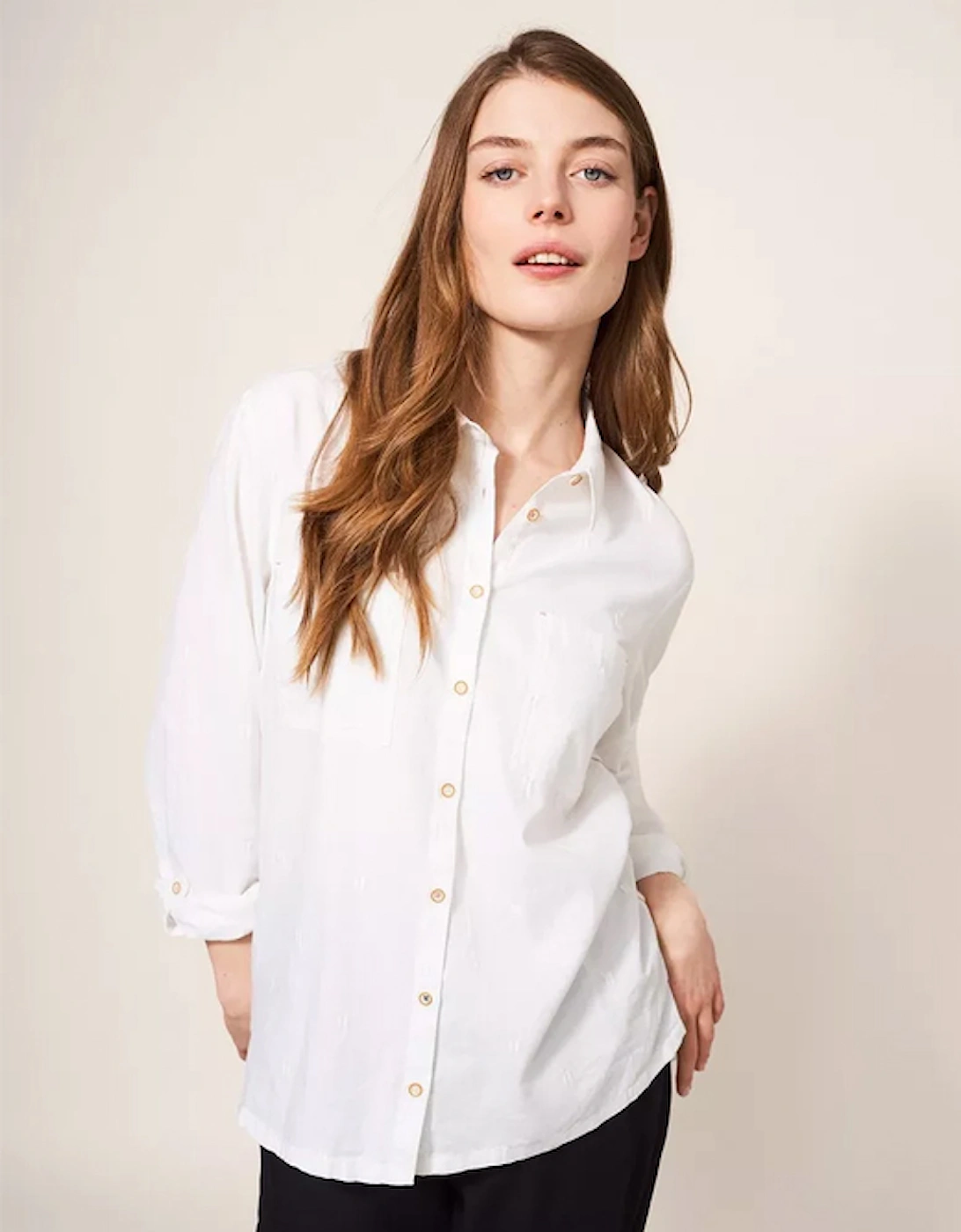 Women's Sophie Organic Cotton Shirt Pale Ivory, 8 of 7