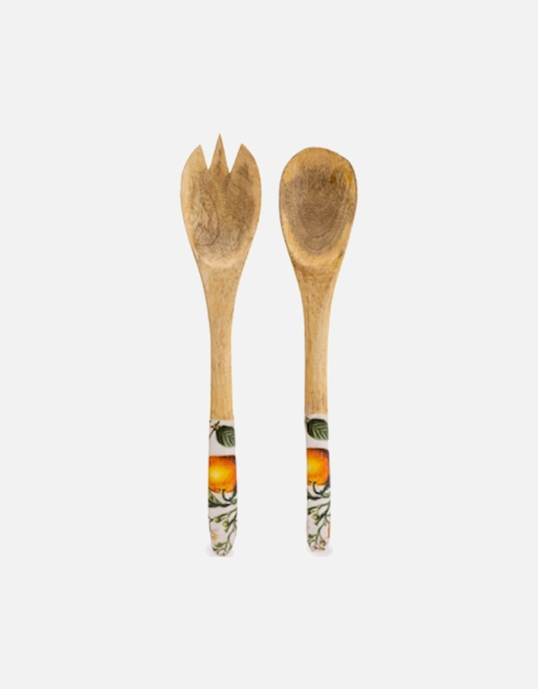 Orange Blossom Set of 2 Wooden Fork and Spoon