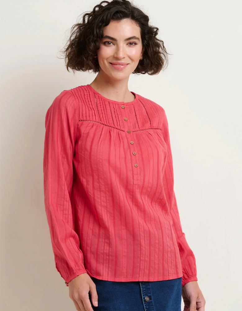 Women's Penny Pintuck Blouse Red