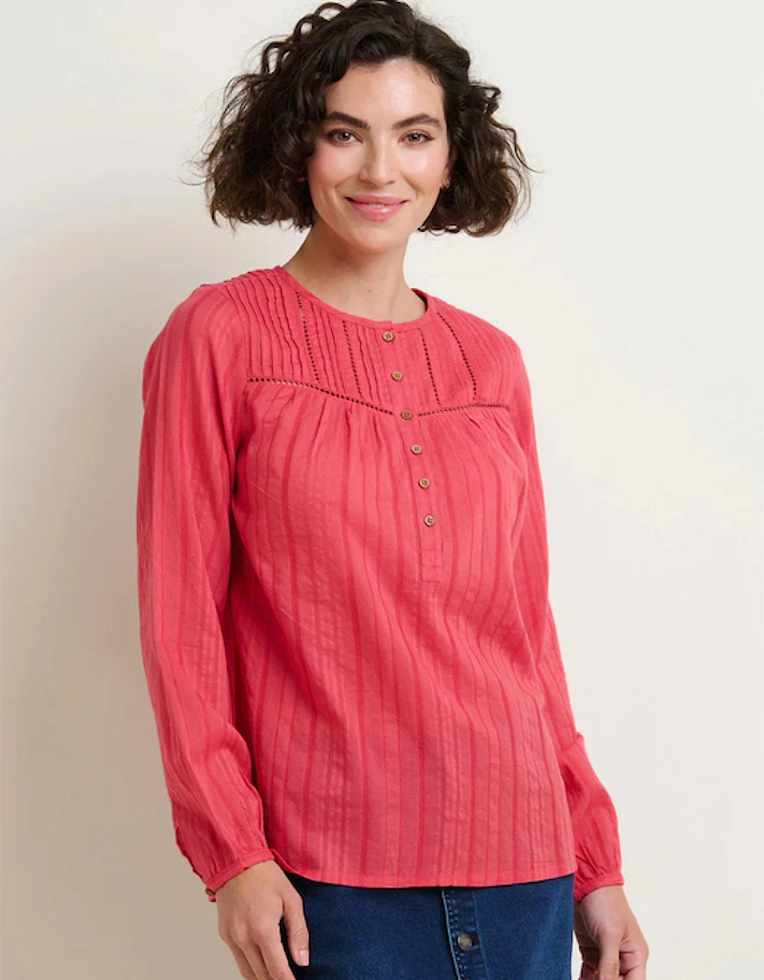Women's Penny Pintuck Blouse Red, 5 of 4
