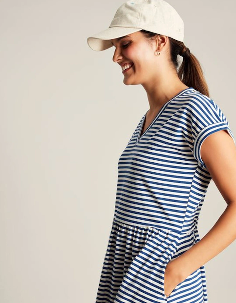 Women's Piper Jersey Short Dress Blue Stripe