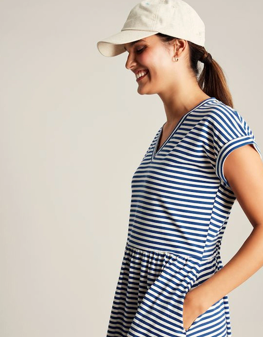 Women's Piper Jersey Short Dress Blue Stripe