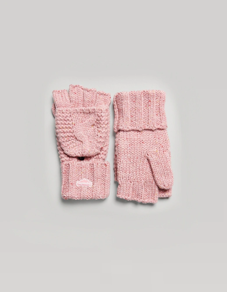 Cable Knit Gloves Pink