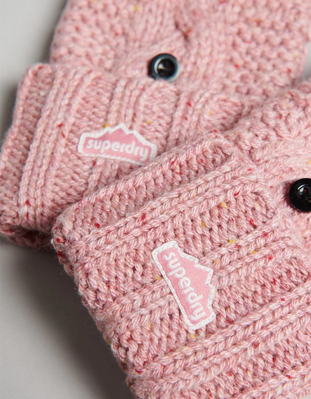 Cable Knit Gloves Pink
