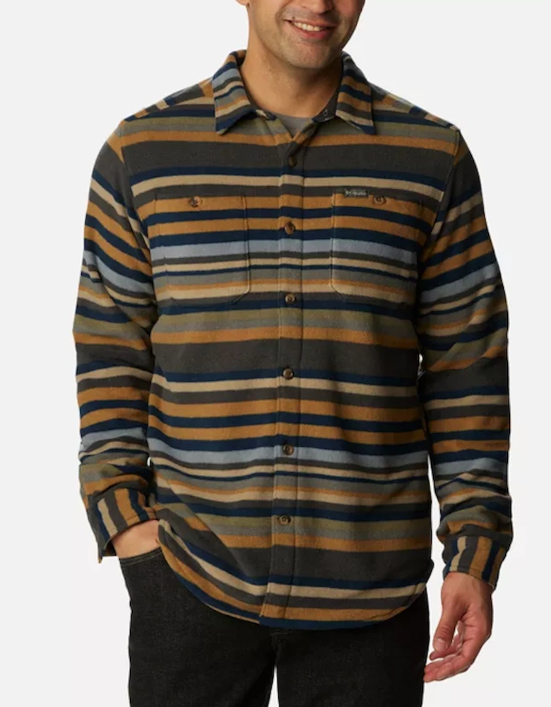 Men's Flare Gun Fleece Over Shirt Shark Surfcrest Stripe Print