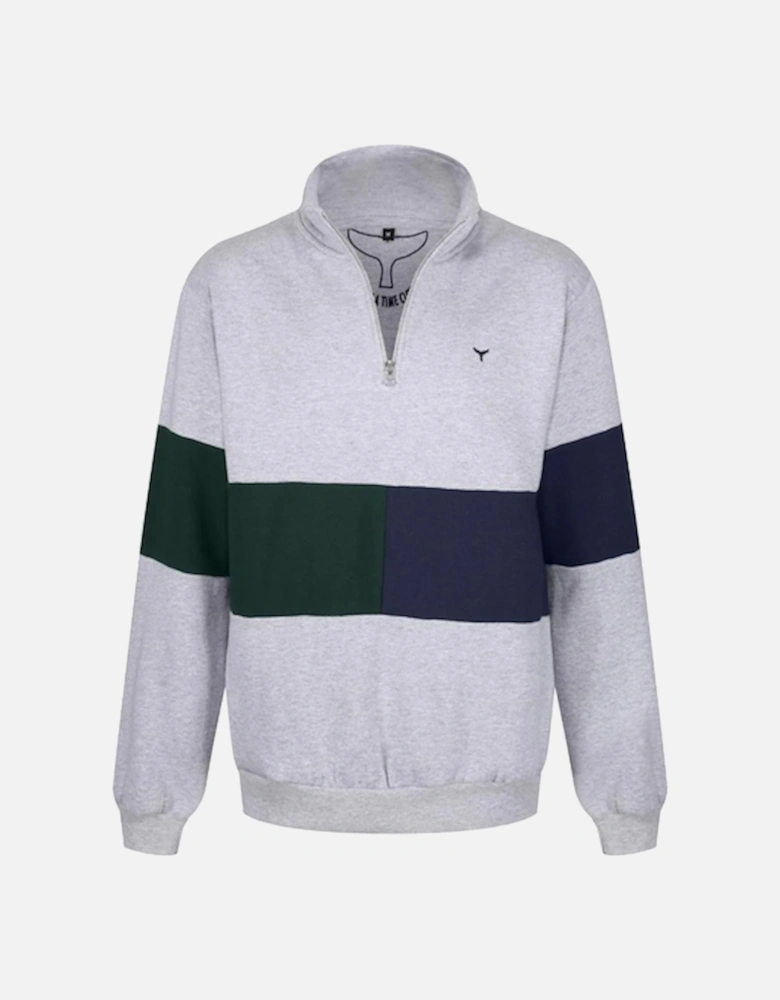 Unisex Norfolk Quarter Zip Sweatshirt Grey/Navy/Green