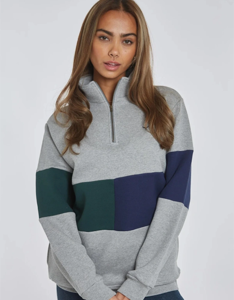 Unisex Norfolk Quarter Zip Sweatshirt Grey/Navy/Green