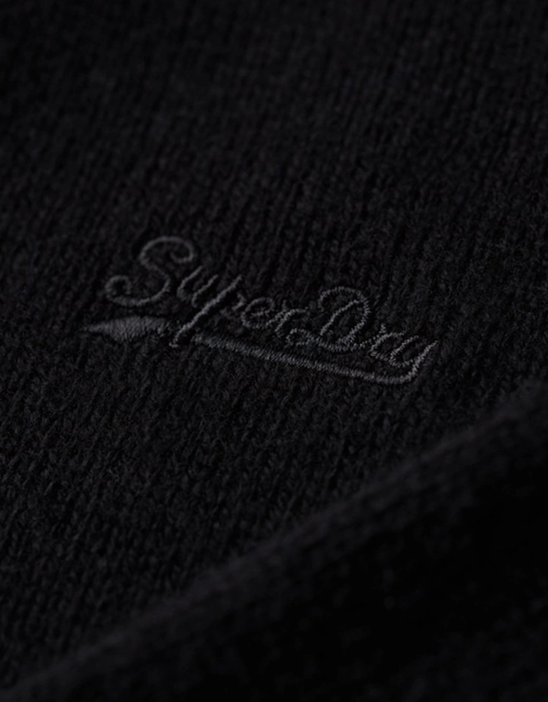Men's Essential Embroidered Knit Henley Jumper Black