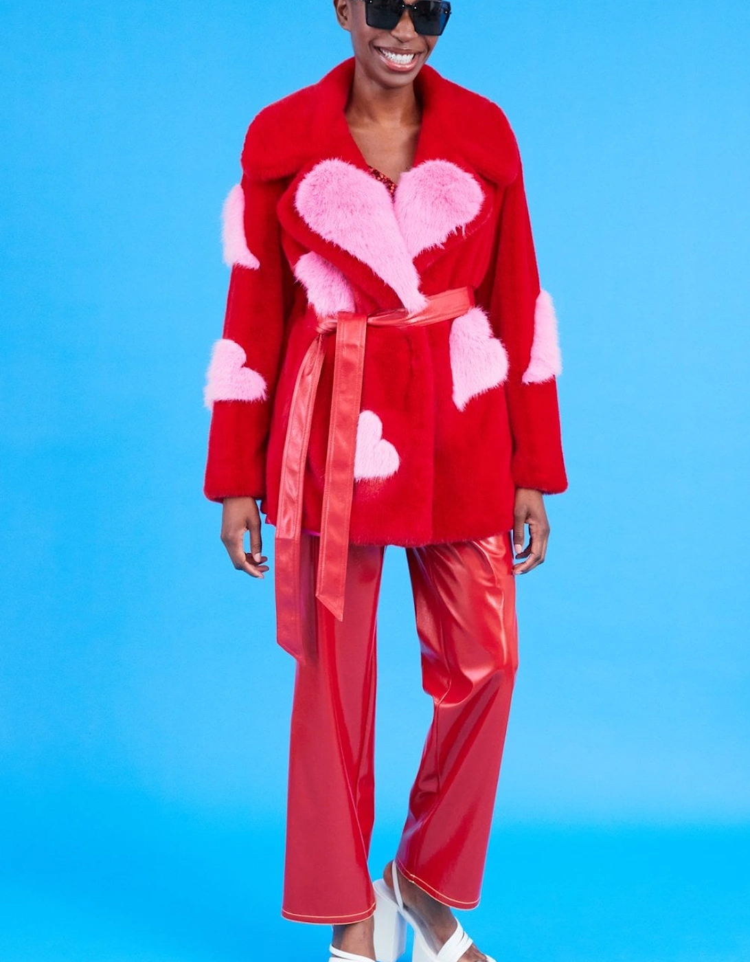 Eco Bamboo Faux Fur Coat with Love Heart Detailing