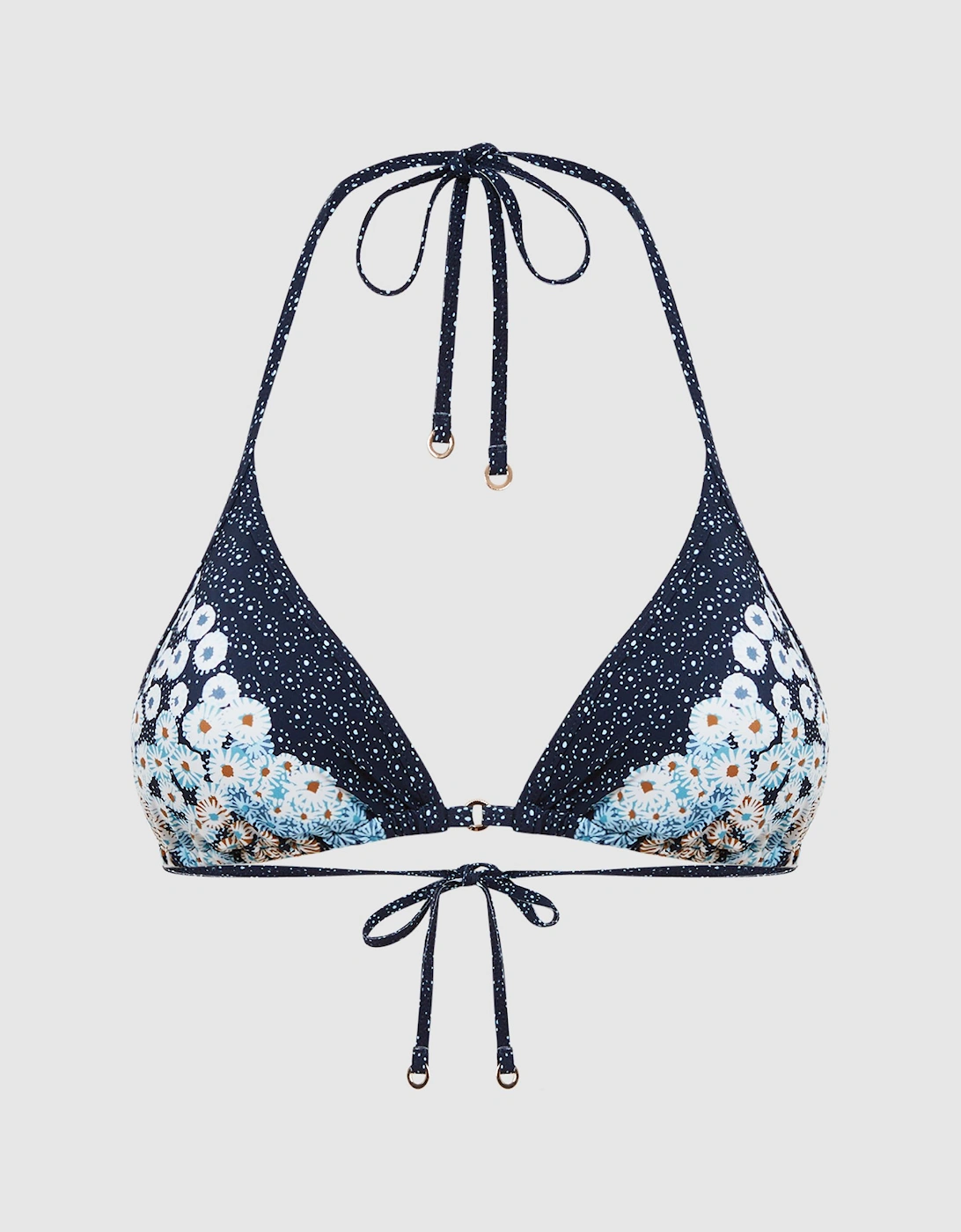 Floral Print Triangle Bikini Top, 2 of 1