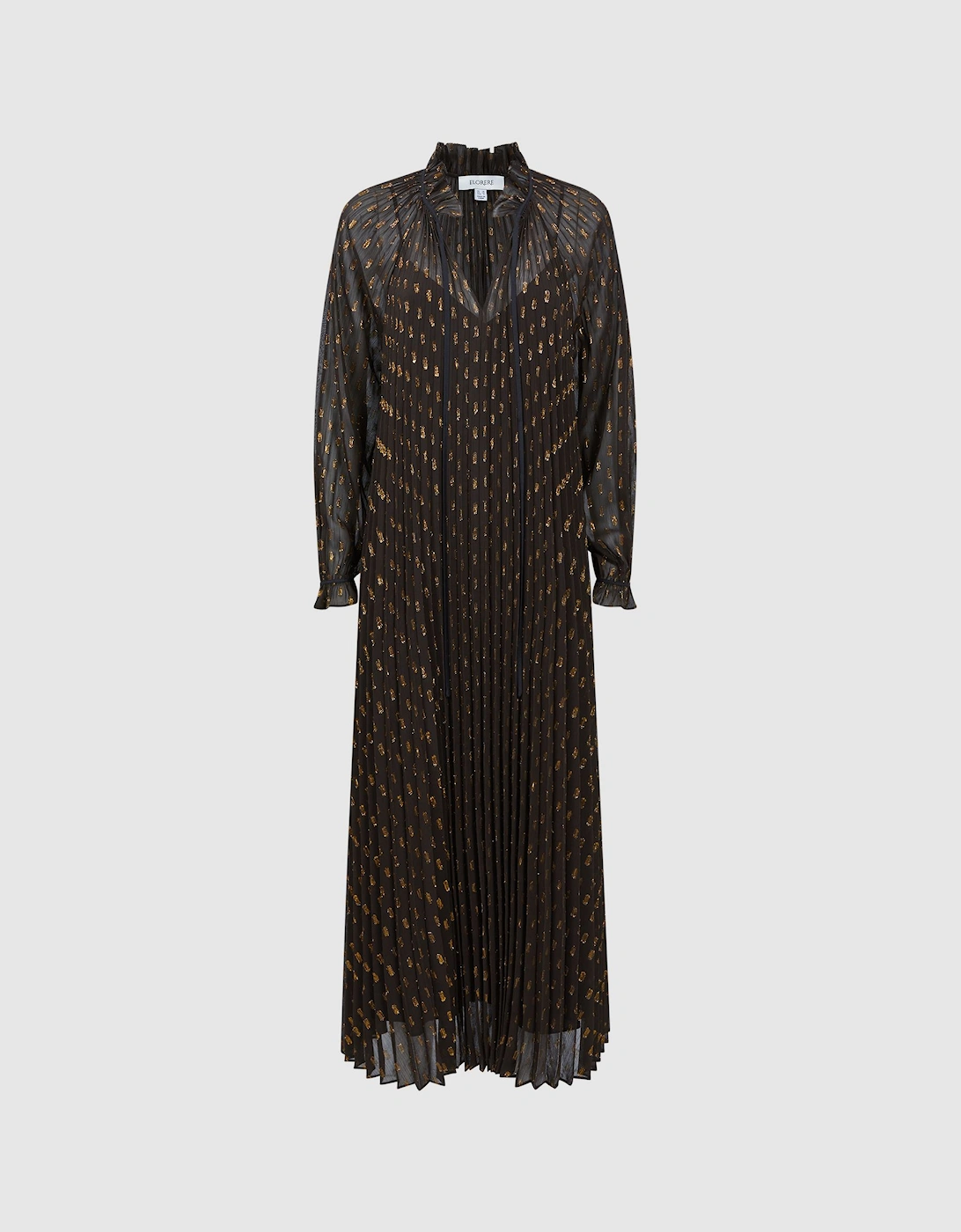 Florere Sheer Metallic Long Sleeve Midi Dress, 2 of 1