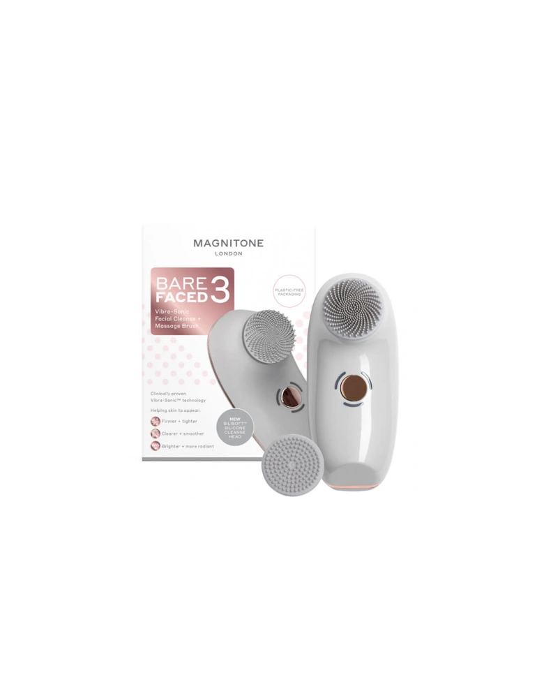 BareFaced 3 Vibra-Sonic Cleanse and Massage Brush - Grey