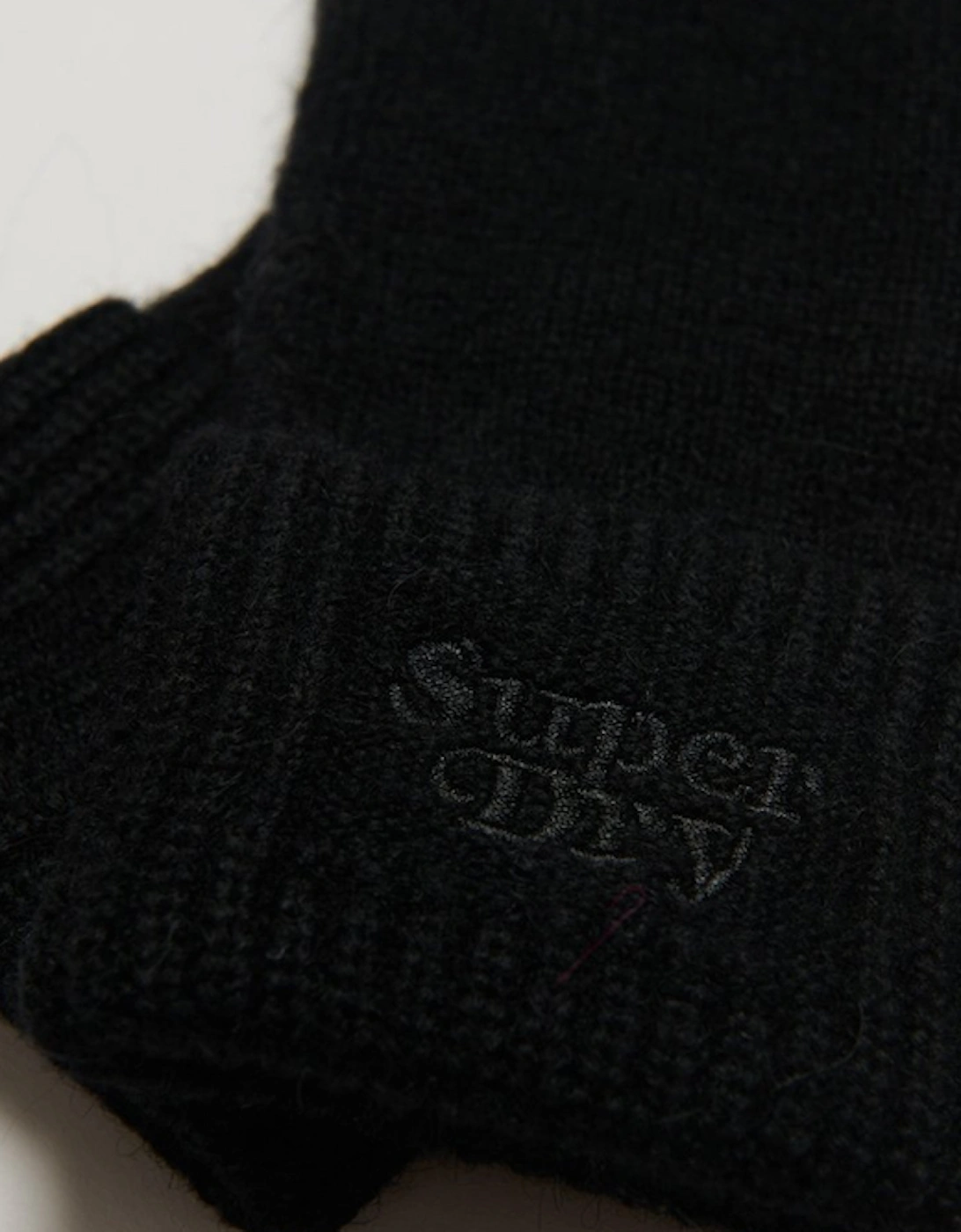 Rib Knit Gloves Black