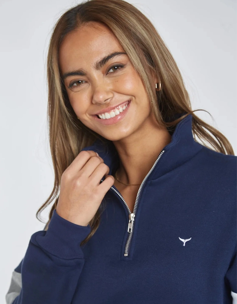 Whale Of A Time Norfolk Quarter Zip Sweatshirt Navy