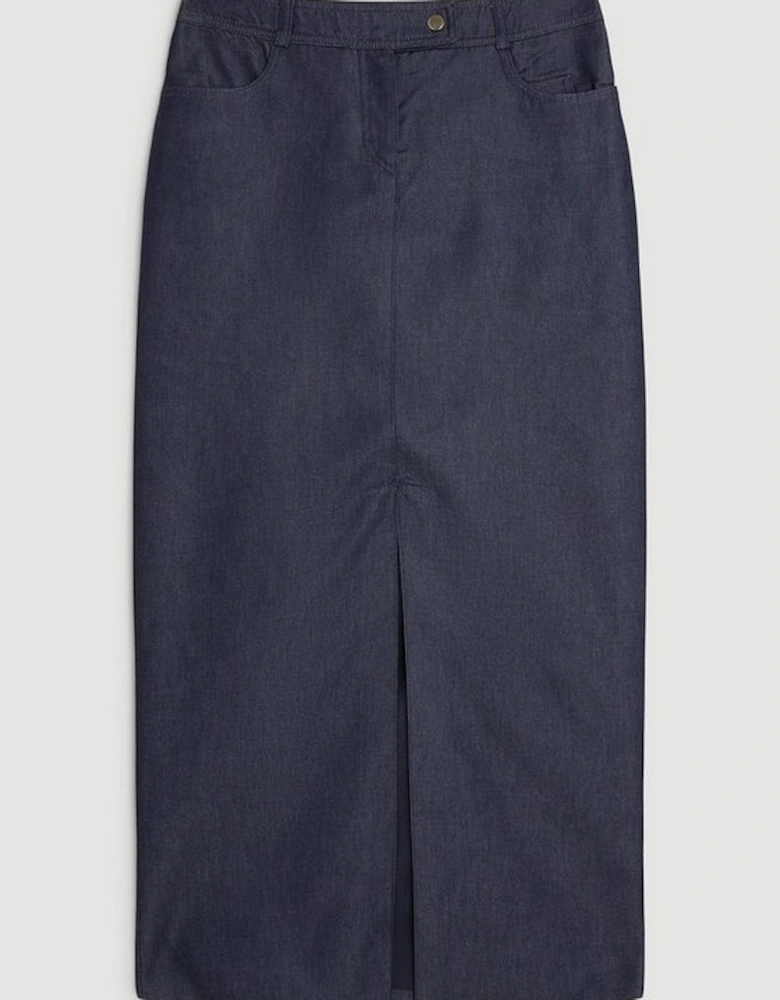 Tailored Denim Maxi Skirt