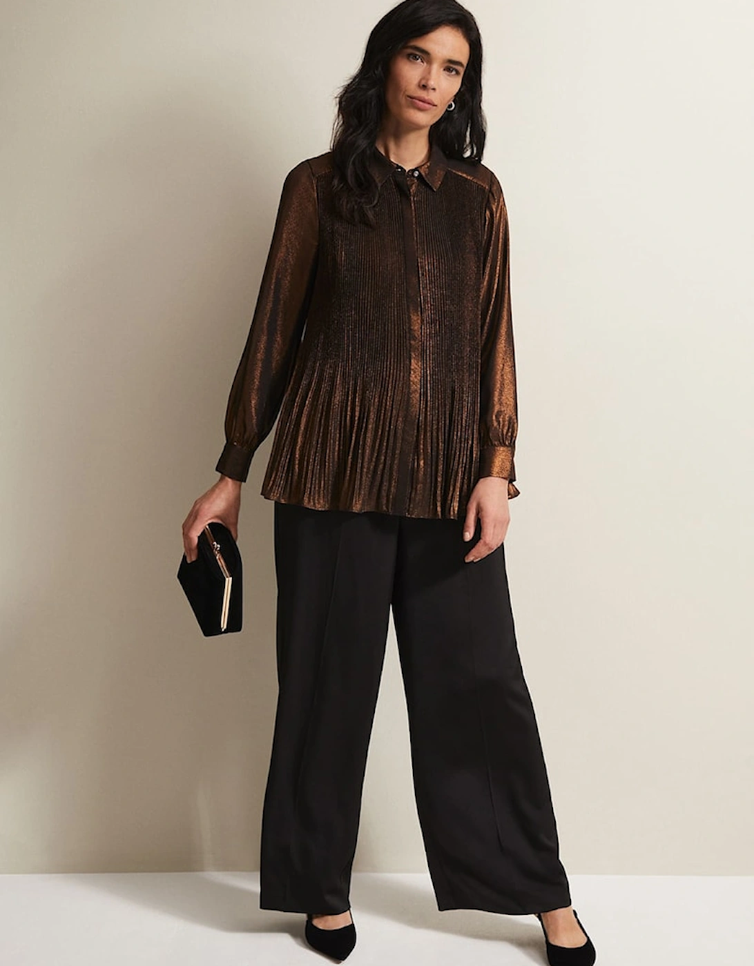 Faye Foil Pleated Blouse