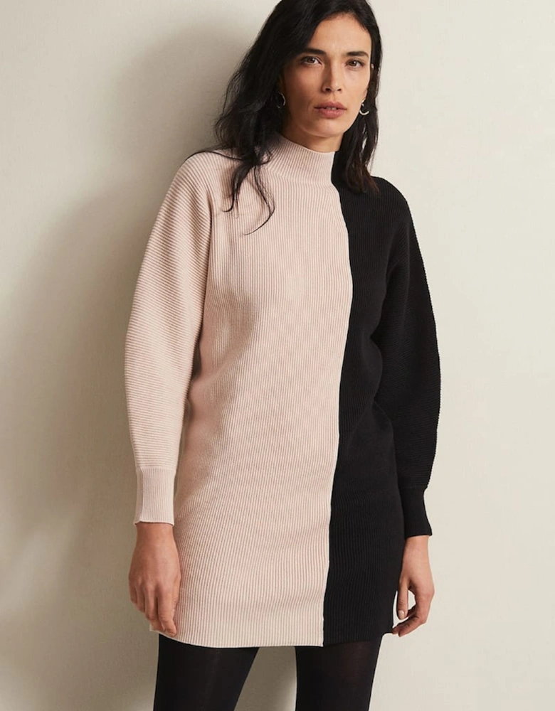 Tamina Colour Block Knitted Tunic Mini Dress