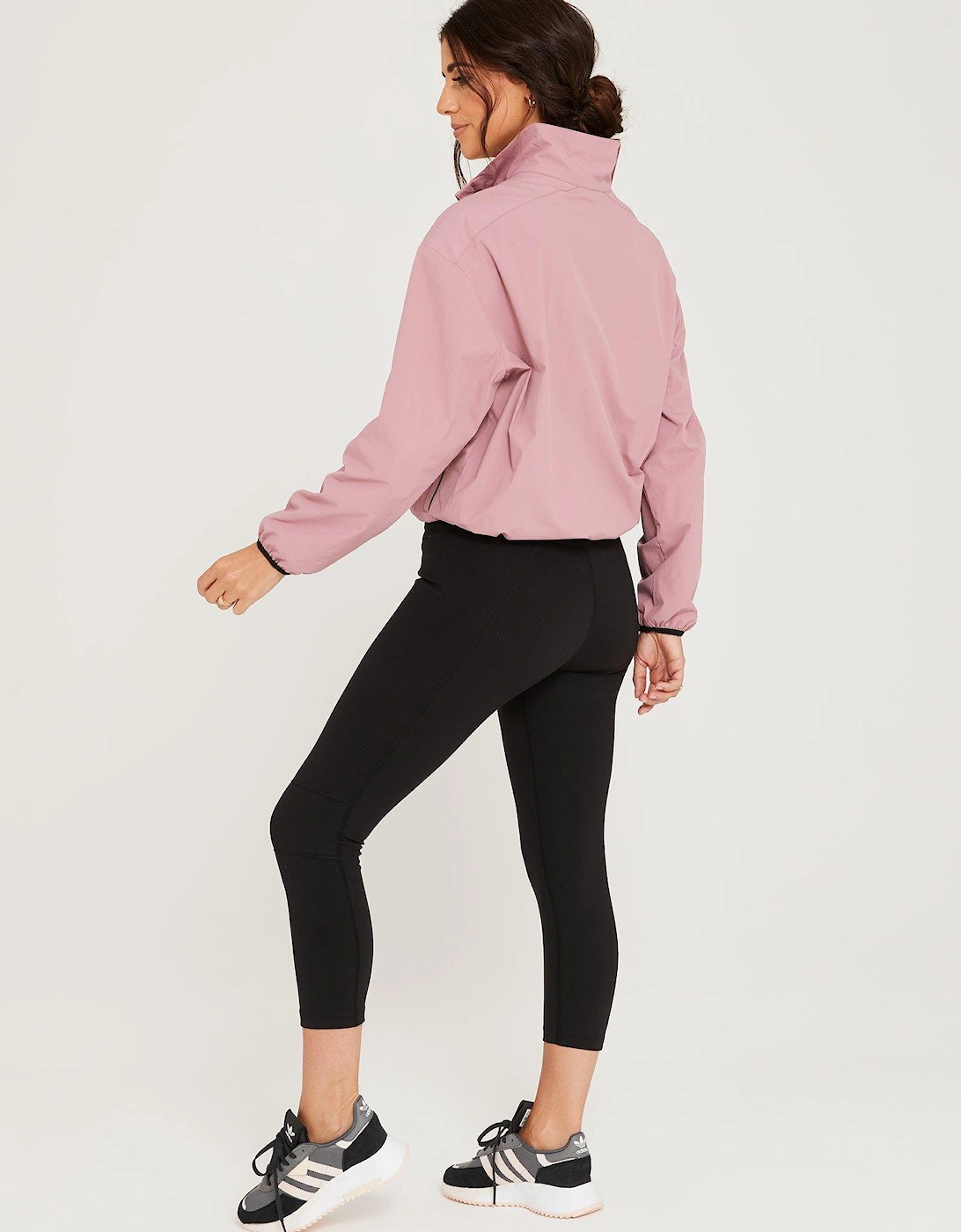 x V by Very Crinkle Nylon Track Overhead Jacket - Pink