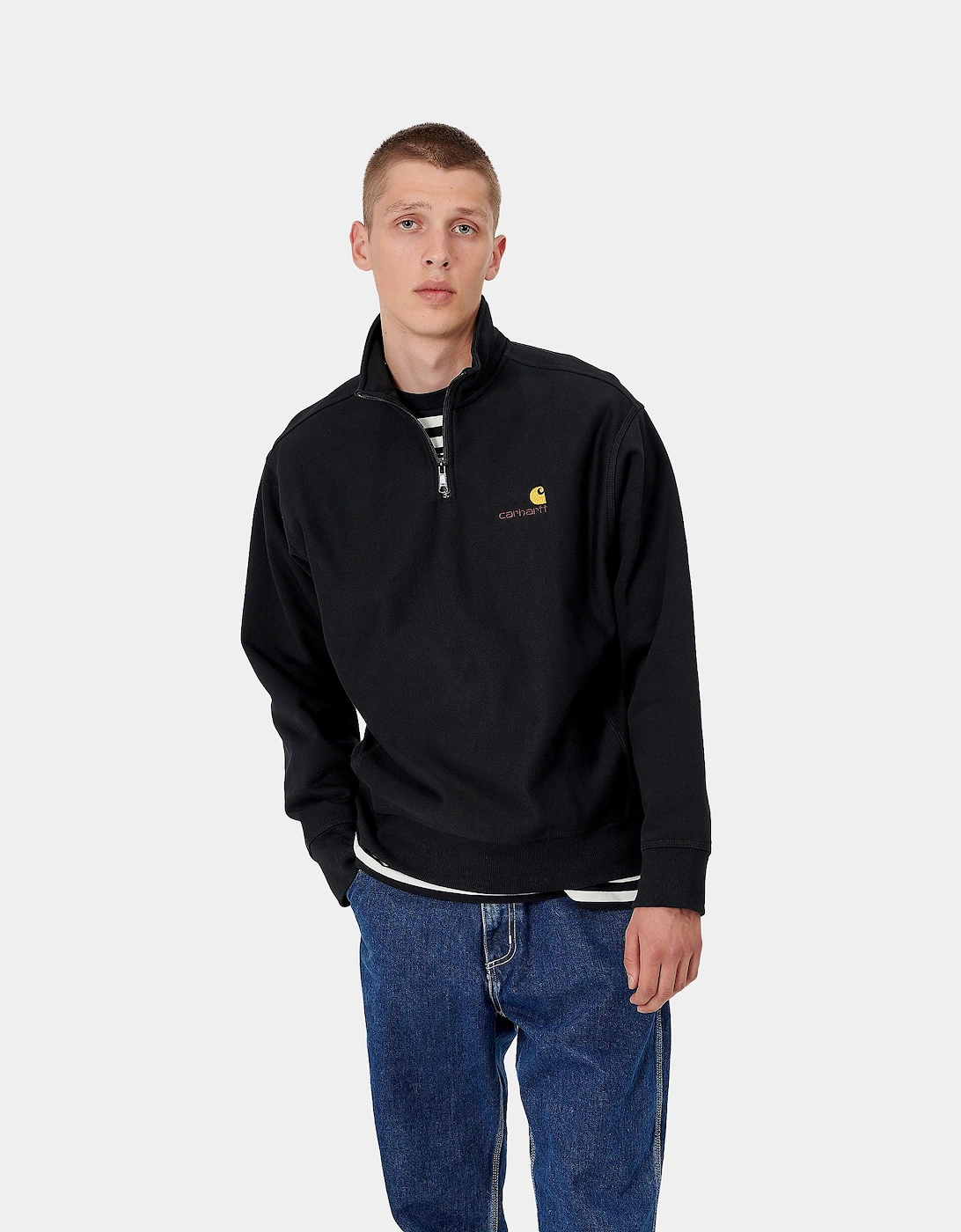 Half Zip American Script Sweat - Black