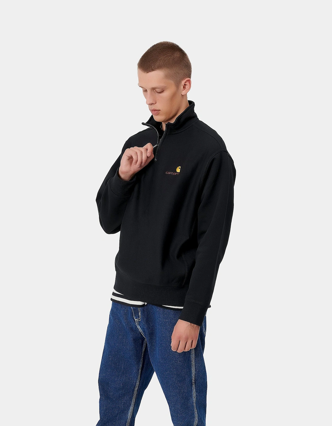 Half Zip American Script Sweat - Black