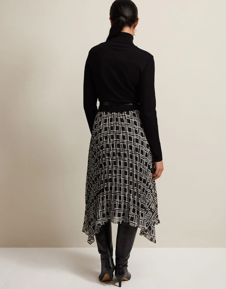 Petite Carle Fine Knit Geometric Dress