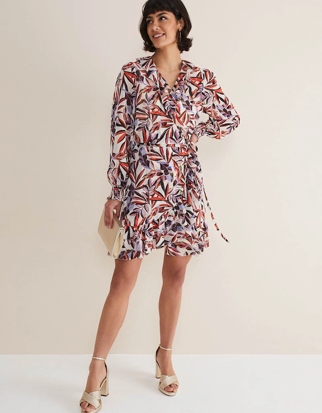 Melinda Leaf Print Mini Dress