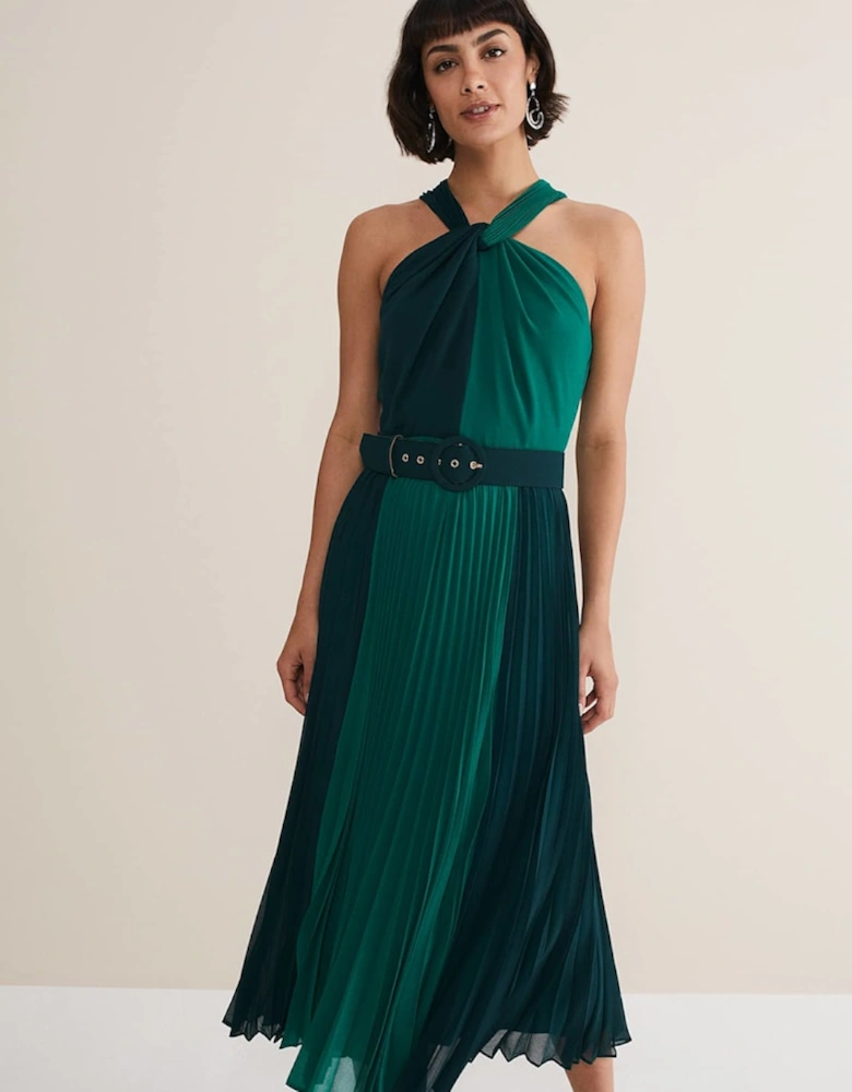 Xenia Pleated Midi Dress