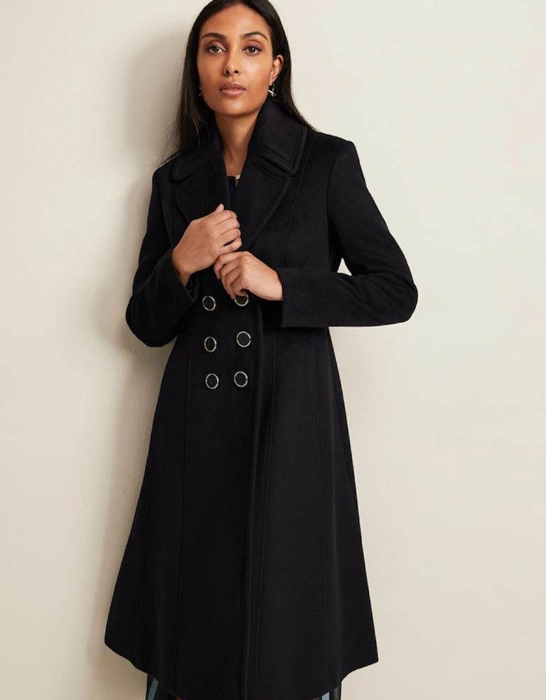 Petite Sandra Wool Fit And Flare Coat