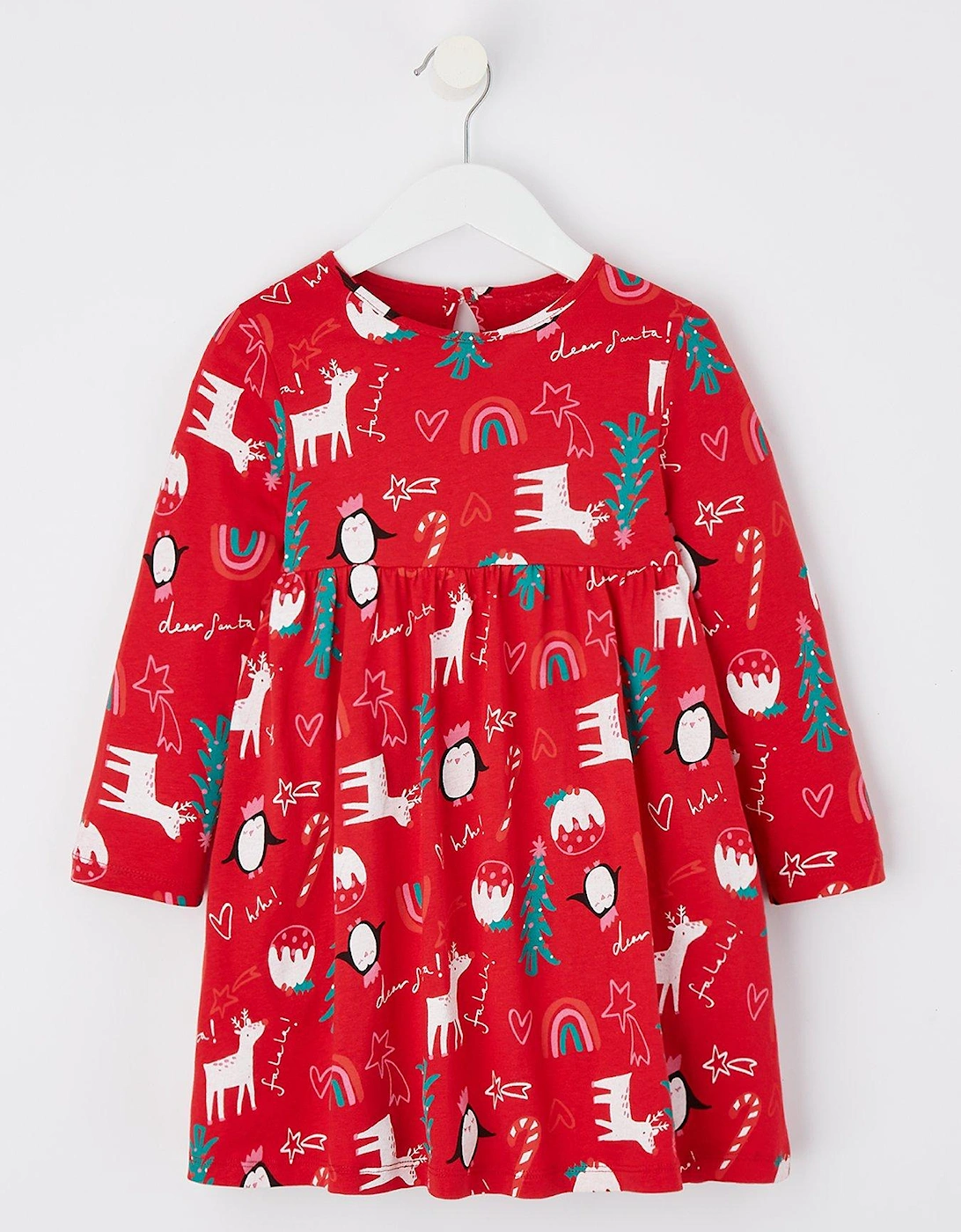 Girls Reindeer Christmas Dress - Red, 5 of 4