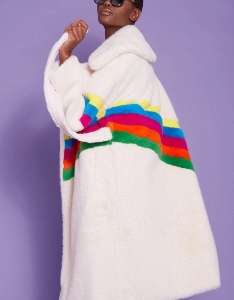 Handmade Eco Faux Fur Rainbow Coat