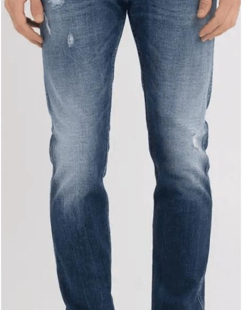 Anbass Stretch Medium Dark Wash Ripped Slim Fit Jeans