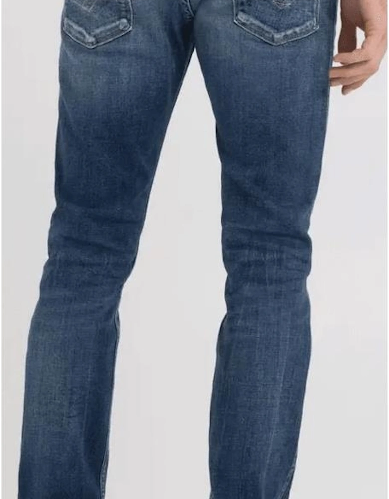 Anbass Stretch Medium Dark Wash Ripped Slim Fit Jeans