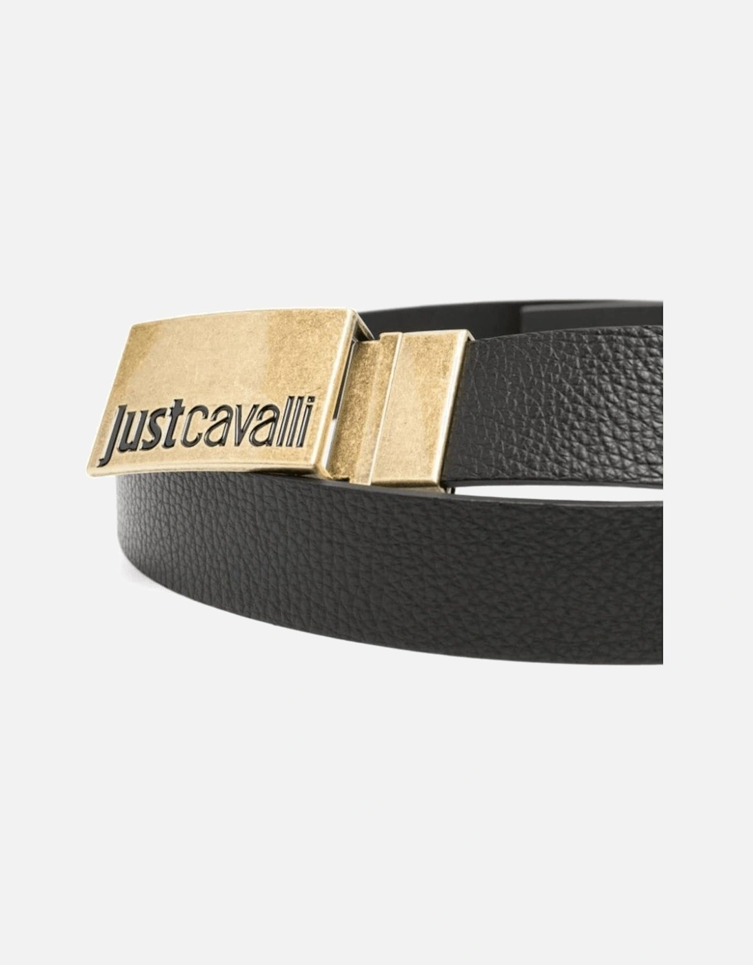 Gold Plate Buckle Leather Black Belt