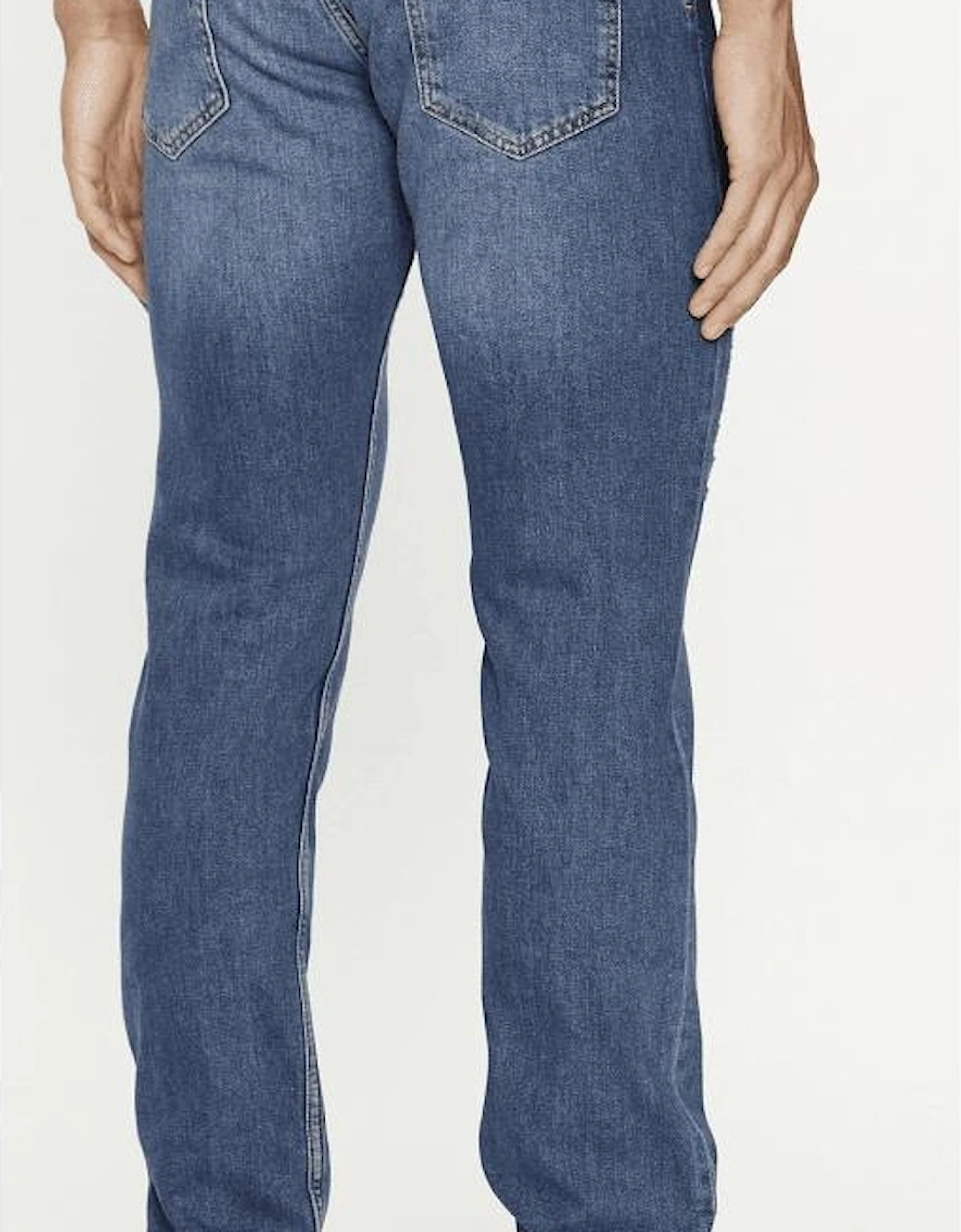 Mid Wash Distressed Slim Fit Jeans